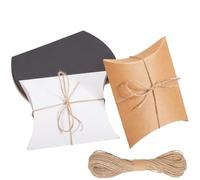 Beebeecraft 18Pcs Large Pillow Boxes Paper Pillow Candy Boxes with Jute Twines for Wedding Favors Shower Birthday Party Supplies