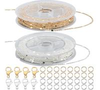 Beebeecraft 2 Roll 33 Feet Cable Chain for Jewelry Making 18K Gold Plated Brass with 20Pcs Lobster Clasp 60Pcs Jump Ring for Necklace bracelet DIY Crafts