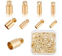 Beebeecraft 200Pcs 4 Sizes Leather Cord End Caps, 14K Gold Plated Rope Wire Thread Tube Column Cord Ends Tips for Jewelry Making Tassel DIY Crafts, Hole 1.5/2/3/4mm