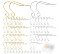 Beebeecraft 200Pcs Fish Earring Hooks 18K Gold Plated 316 Surgical Stainless Steel Hypoallergenic Fish Hook Earwires French Ear Wires with Plastic Ear Nuts for Jewelry Making DIY Supplies Kits