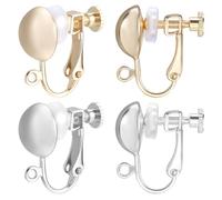 Beebeecraft 20Pcs 2 Colors Clip On Earring Converter Screw Back 18K Gold & Platinum Plated Silver Clip-on Earring Findings Components with Loop 20Pcs Silicone Pads for Non-pierced Ears DIY Jewelry