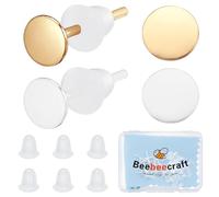 Beebeecraft 20Pcs 2 Colors Flat Pad Earring Studs 925 Sterling Silver Stud Earring Making Kit Blanks Earrings Posts And Backs For Jewelry Making, Tray 4mm