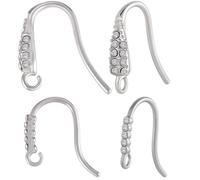Beebeecraft 20Pcs 2 Styles Rhinestone Earring Hooks Stainless Steel Ear Wires Silver French Fish Hooks Dangle Earring Findings Connectors with Loops for Jewelry Making Accessories DIY Craft Gifts