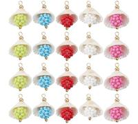 Beebeecraft 20Pcs 5 Colors Clam Shell Charms 18K Gold Plated Summer Ocean Beach Dangle Sea Shells Charms for Jewelry Making Women Necklace Bracelet Earrings Diy Crafts (Mixed Color)