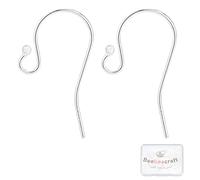 Beebeecraft 20Pcs 925 Sterling Silver Ball Dot Fish Earring Hooks French Ball End Ear Wires for Women Drop Dangle Earring Findings DIY Jewellery Making(Wire 0.7mm/21 Gauge/0.028 inch)