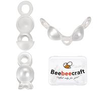 Beebeecraft 20Pcs 925 Sterling Silver Bead Tips Knot Covers Small 2mm/0.08in Clamshell Crimp Tips Beads Fold-Over Bead Covers Ends Caps for Jewellery Bracelets Necklaces Making
