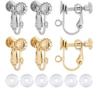 Beebeecraft 20Pcs Clip-on Earring Converter 18K Gold Plated 316 Surgical Stainless Steel Screw Back Ear Wire Non Pierced Earring Converter with Comfort Silicone Pads for Jewelry Making (2 Colors)