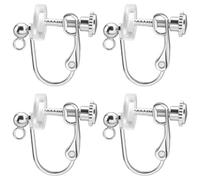 Beebeecraft 20Pcs Clip On Earring Converter Ball Shaped Non Piercing Earring Findings Components Screw Backs with Loop Silicone Pads 316 Stainless Steel for Dangle Jewellery Making