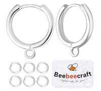 Beebeecraft 20Pcs Hoop Huggie Earring Hooks 925 Sterling Silver Plated 14mm