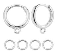 Beebeecraft 20Pcs Huggie Hoop Earring Findings 925 Sterling Silver Plated Round French Leverback Earring Hooks Earwire Ear Wires for Jewellery Making DIY Crafts