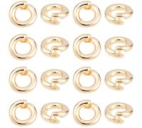 Beebeecraft 20Pcs Locking Jump Rings OD 5.5mm ID2.5mm 14K Gold Plated Brass Round Open Jump Ring Connector Links for Jewelry Making Findings Supplies Bracelet Necklace