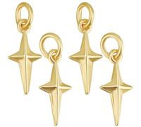 Beebeecraft 20Pcs North Star Charms 18K Gold Plated Polaris 4 Point Small Star Pendants Charms with 3mm Jump Ring for Diy Jewelry Making Earring Necklace Bracelet Crafts
