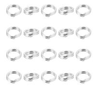 Beebeecraft 20Pcs Sterling Silver Double Loop Jump Rings Small Round Open Split Jump Rings Loop Connectors with Storage Box for Jewellery Making Necklaces Keychain Keyring DIY Craft (Silver, 5x1mm)