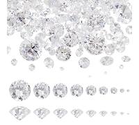 Beebeecraft 230Pcs 1.2-10mm Clear Cubic Zirconia Cabochons A Loose CZ Stones Crystal Diamond with Pointed Back 9 Sizes Faceted Cabochons for Jewelry Making