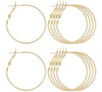 Beebeecraft 24Pcs Hoop Earring Findings, 18K Gold Plated Brass 35mm metal Round Earring Hoops Open Beading Hoop for Jewelry Making DIY Earrings Craft Art Accessories