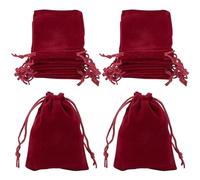 Beebeecraft 25Pcs 9x7cm Jewelry Pouches Dark Red Burgundy Red Soft Velvet Cloth Gift Bags with Drawstring Jewellery Pouches (3.5x2.8Inch)