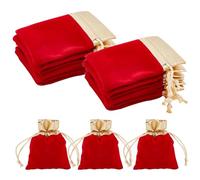 Beebeecraft 25Pcs Little Velvet Drawstring Pouches with Gold Opening Red Jewelry Gift Bags 10x7cm for Party Favors Wrapping on Valentine's Day Wedding Birthday Christmas Halloween New Year
