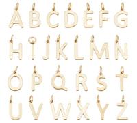 Beebeecraft 26Pcs 26 Styles Alphabet Letter Charms 18K Gold Plated Initial A-Z Letter Charms with Jump Rings for Jewelry Making Meaningful Gift Christmas Bracelet Diy Crafts