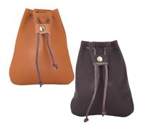 Beebeecraft 2Pcs 2 Colors Drawstring Leather Coin Pouches, 12x10cm Cowhide Leather Pouch Brown Coffee Waterproof Medieval Money Bags Dice Purse Wallet Change Storage Organizer for Jewelry Mens Gift