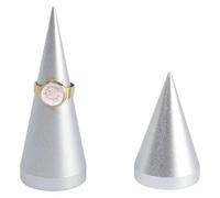 Beebeecraft 2Pcs 2 Size Ring Holder Tower Alloy Silver Cone Shaped Ring Holder Decorative Jewelry Display Stand Organizer for Wedding Engagement Selling Photography Props