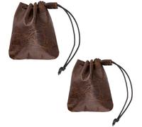Beebeecraft 2Pcs 2 Sizes Leather Drawstring Coin Pouches Cowhide Leather Coconut Brown Dust Wallet Money Purse Jewellery Dice Storage Bag for Gifts Party Favors Mens Women