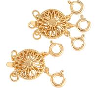 Beebeecraft 2Pcs 2 Styles Layering Necklace Clasps and Closure 18K Gold Plated Multi Strand Separator for Stackable Multiple Necklaces Box Clasp Jewelry Making DIY