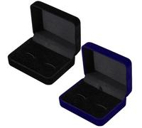 Beebeecraft 2Pcs 2Style Plant Velvet Cufflinks Boxes 3x2.4x1.2 Inch Small Black Blue Rectangle Cuff Links Jewellery Gift Boxes Storage Case Holder for Men Tie Clip Christmas Father's Day Gifts