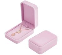 Beebeecraft 2Pcs 4x2.8x1.5 Inch Velvet Jewelry Box Lilac Rectangle Flocking Necklace Gift Box Pink for Christmas Wedding Engagement Birthday Valentine's Day Gifts