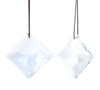 Beebeecraft 2Pcs 69mm Crystal Prism Suncatchers Rhombus Hanging Clear Prism Ornaments Replacements Rainbow Maker with Hole for Feng Shui Home Room Lamp Christmas Tree Garden Chandelier Decoration