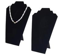 Beebeecraft 2Pcs 8.6x4x12 Inch Necklace Display Stands for Shows Lint Cloth Jewelry Display Bust Black Easel Stand Chain Holder Organizer for Selling Retail Stores and Trade
