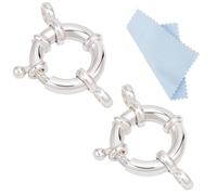 Beebeecraft 2Pcs 925 Sterling Silver Spring Ring Clasps 13.5mm Round Closed Ring Clasp Connector Spring Link Closure Finding with 2 Hole for Bracelet Necklace Extender Jewellery Making DIY Crafts