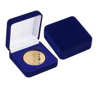 Beebeecraft 2Pcs Coin Display Case Velvet Blue Challenge Coin Storage Presentation Box for Commemorative Coins Medals, 1 Slot, 45mm