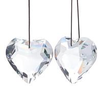 Beebeecraft 2Pcs Crystal Heart Prism Sun Catcher Dangle Hanging 45mm Glass Rainbow Suncatcher Pendant Ornaments for Wall Windows Room Garden Indoor Outdoor Decorations