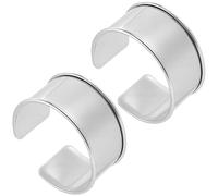 Beebeecraft 2Pcs Cuff Bangle Bracelet for Women Silver Alloy Metal Wide Wire Open Adjustable Punk Trendy Grooved Edge Wrist Arm Cuffs Wrap Chunky Bracelets Set for Jewelry Making Accessories