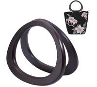 Beebeecraft 2Pcs D Shaped Bag Handle Plastic Imitation Wooden Brown Triangle Purse Handle for Replacement for Handbag Macrame Crocheted Purse Making