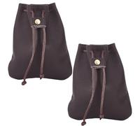 Beebeecraft 2Pcs Drawstring Leather Coin Pouches, 10.2x11.9cm Cowhide Leather Pouch Sandy Coffee Waterproof Medieval Money Bags Dice Purse Wallet Change Storage Organizer for Jewellery Women Man Gift