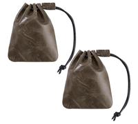 Beebeecraft 2Pcs Drawstring Leather Coin Pouches, 14.5x12.5cm Cowhide Leather Pouch Dark Coffee Waterproof Medieval Money Bags Dice Purse Wallet Change Storage Organizer for Jewellery Women Mens Gift