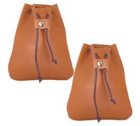 Beebeecraft 2Pcs Leather Drawstring Pouches, 12x10cm Genuine Cowhide Leather Pouch Sandy Brown Waterproof Medieval Money Bags Dice Purse Wallet Change Storage Organizer for Jewellery Women Mens Gift
