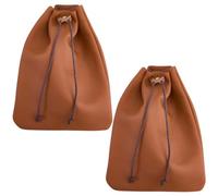 Beebeecraft 2Pcs Leather Drawstring Pouches, 18x14cm Genuine Cowhide Leather Pouch Sandy Brown Waterproof Medieval Money Bags Dice Purse Wallet Change Storage Organizer for Jewellery Women Mens Gift