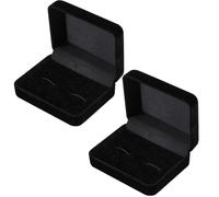 Beebeecraft 2Pcs Plant Velvet Cufflinks Boxes Black Rectangle 3x2.4x1.2in | 2 Slot Cuff Links Storage Box for Jewellery Display Tie Clip Holder Case Organizer Father's Day Wedding Christmas Men Gifts