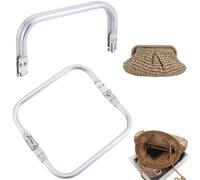 Beebeecraft 2Pcs Rectangle Lock Purse Frames, 18cm/7” Aluminum Metal Tube Purse Frames Hardware U-Shaped Bag Handles Inner Kiss Clasp for DIY Handle Bag Making Supplies Sewing Clutch Accessories