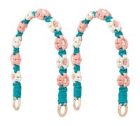 Beebeecraft 2Pcs Short Purse Chain Strap Daisy Flower Blue Cotton Handmade Flower Bag Strap Chain Purse Handle Extender with Alloy Clasps for Handbag Wallet Crossbody Shoulder Bags