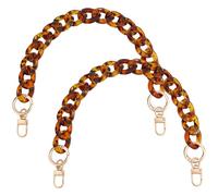 Beebeecraft 2Pcs Short Resin Purse Strap Brown Pattern Replacement Extension Bag Handbag Handle Shoulder Decoration Charms Curb Chain Straps with Swivel Clasps for DIY Crafts Bags Accessories