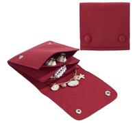Beebeecraft 2Pcs Square Storage Bags with Brass Double Button Multilayer Jewelry Pouches Dark Red Gifts Bags for Earring Rings Necklaces, 10CM