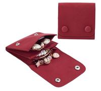 Beebeecraft 2Pcs Square Storage Bags with Brass Double Button Multilayer Jewelry Pouches Dark Red Gifts Bags for Earring Rings Necklaces, 8CM
