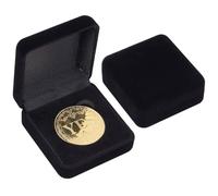 Beebeecraft 2Pcs Velvet Challenge Coin Boxes Black ID 40mm, Square Single Coin Holder Box Presentation Display Storage Case for Badge School Emblem Medal