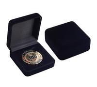 Beebeecraft 2Pcs Velvet Coin Holder Box 2.6x2.7x1.2in Black Square 4.5cm Single Challenge Coin Presentation Display Storage Case for Badge School Emblem Medal