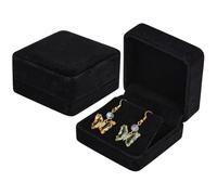 Beebeecraft 2Pcs Velvet Earring Gift Box Square Black Small Jewelry Gift Boxes for Stud Earring Storage Display Case Wedding Engagement Birthday