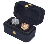 Beebeecraft 3.3x2x2 Inch 6 Slot Ring Box Rectangle Black Small Velvet Travel Ring Case Portable Jewellery Storage Holder Organizer Display for Earrings Women Gift