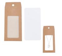 Beebeecraft 30 Sets Jewelry Display Cards with Bags Clear PVC Window Kraft Paper for Stud Earring Necklace Holder Selling Packaging Showcase